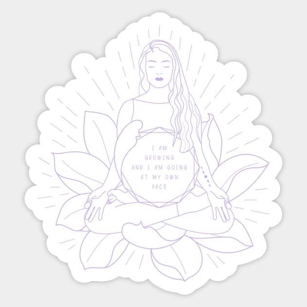 I Am Growing / Intention / Lilac Version Sticker by Human_Pretzel